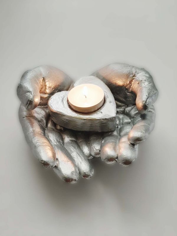 Svíčka v dlani STŘÍBRNÁ-D-001